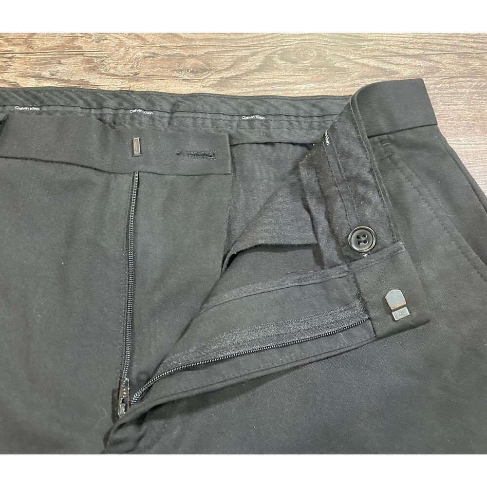 Calvin Klein Men’s Dress Pants Black Flat Front Straight Leg 32x29 - Picture 5 of 7